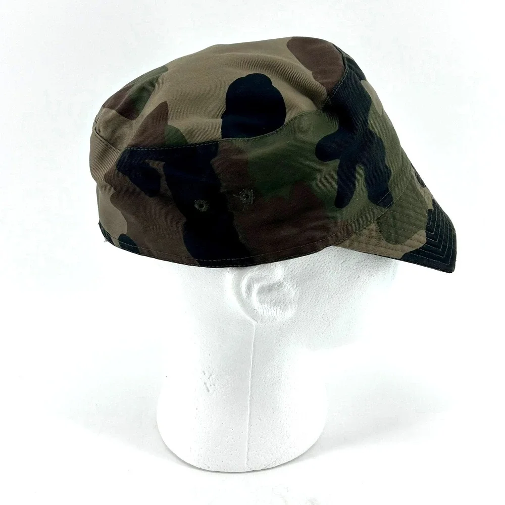 French Military Woodland Camo Patrol Cap Cadet Hat Size 61 Green Brown Camo - Picture 4 of 7